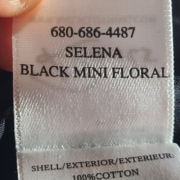 Rails Selena Black Mini Floral Midi Skirt L Lined Pull On Elastic Waist Gathered - Picture 8 of 10